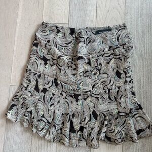 Jones New York Black and White Ruffled Skater Mini Skirt